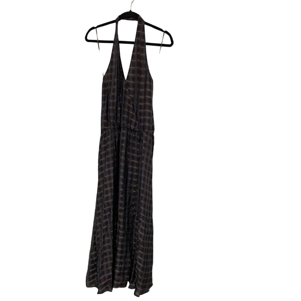 Massimo Dutti Womens Dress EU 38
US 6 Plaid Halter Neck Blue Brown NWT - Picture 3 of 15